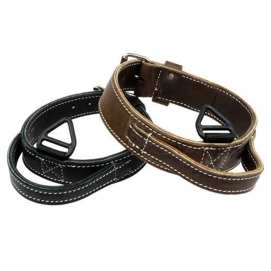 Double Layer Ultra Leather Collar With Handle